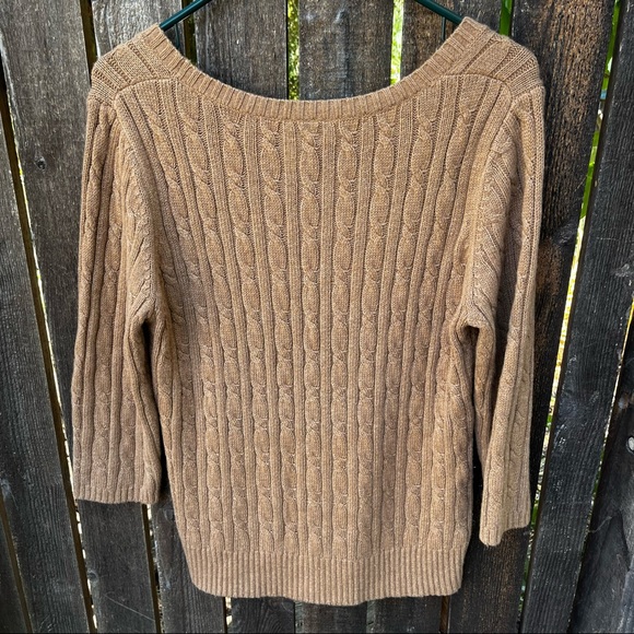Loft Rabbit Hair Blend Cable Knit Sweater Sz L - Picture 2 of 7